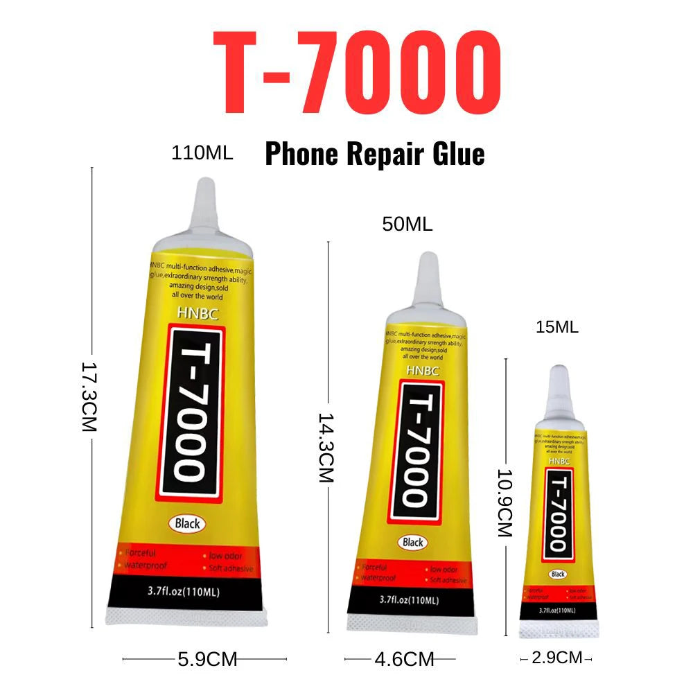 1/2pcs 15/50/110ML T7000 Black Cellphone Tablet Repair Battery Cover LCD Frame Adhesive T-7000 Electronic Components Glue ALPENZO