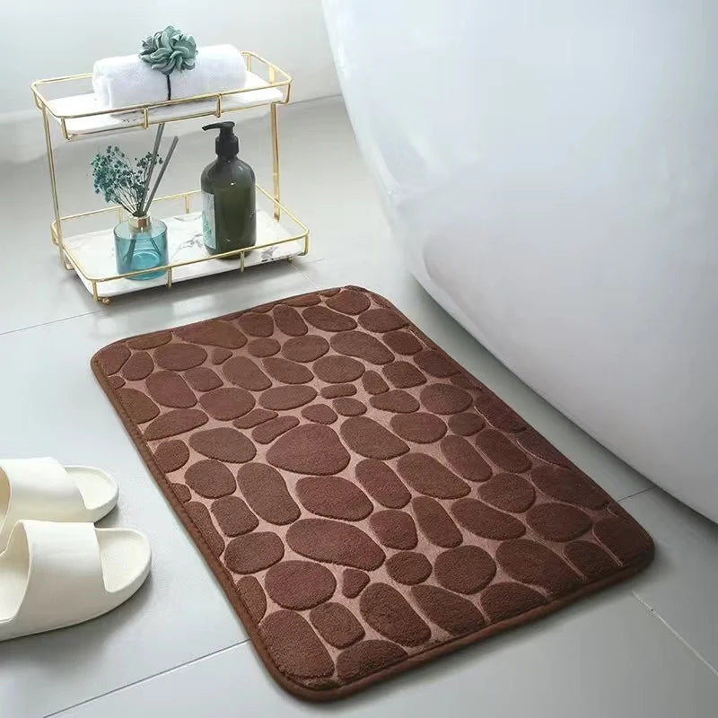 Mat Non Slip Carpets Cobblestone Embossed Bathroom Bath In Wash Basin Bathtub Side Floor Rug Shower Room Doormat Memory Foam - ALPENZO
