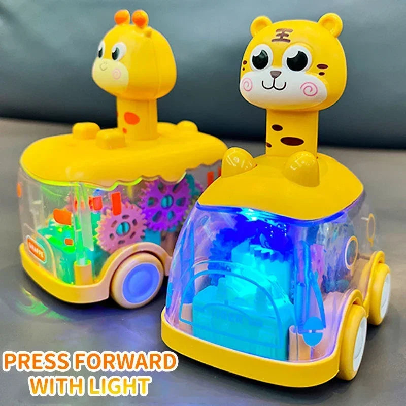 Press Gear Car Children's Toy Car Pull Back Boy Children Inertial Car Puzzle Animals Car ALPENZO