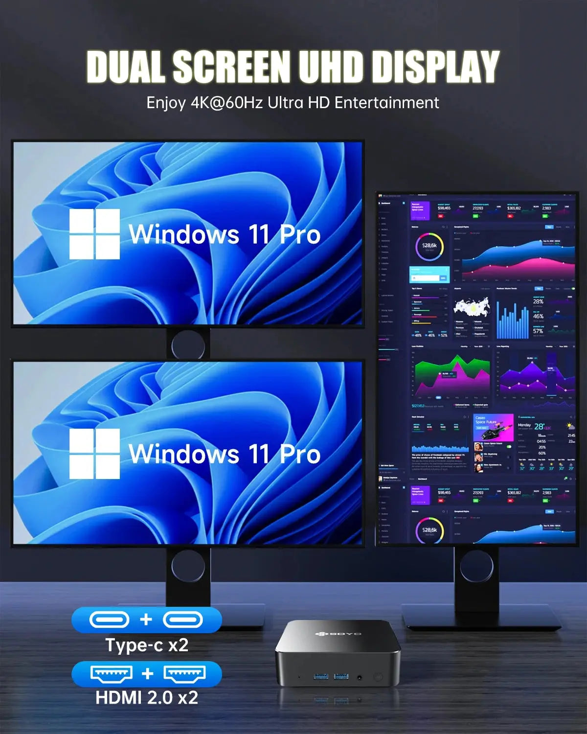 SOYO M4 PRO Mini PC Intel Twin Lake N150 Mini PC Computer PC Win11 Pro Mini PC DDR4 16GB RAM 512GB ROM WiFi6 BT5.2 Desktop - ALPENZO