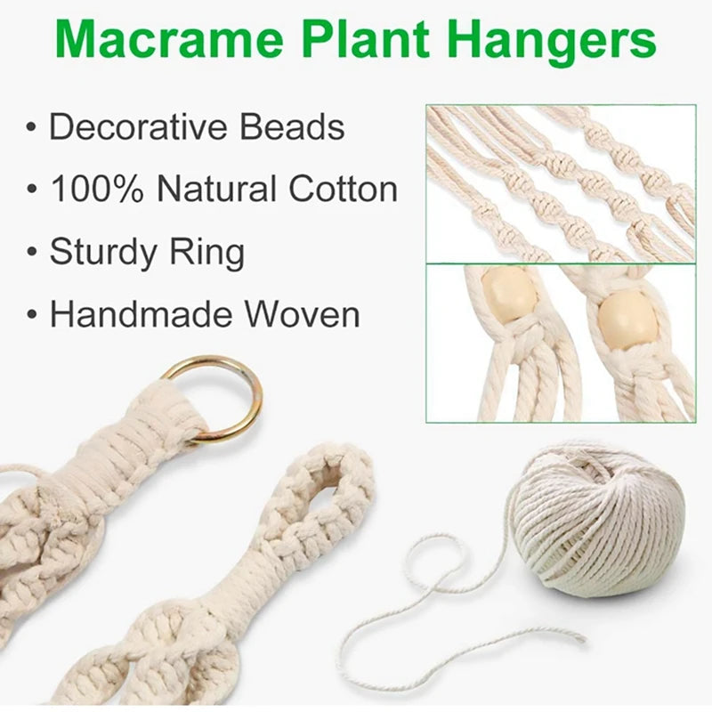 Hanging Plant Handmade Macrame Plant Hanger Flower Pot Planter Hanger Wall Decor Courtyard Garden Hanging Planter Hanging Basket - ALPENZO