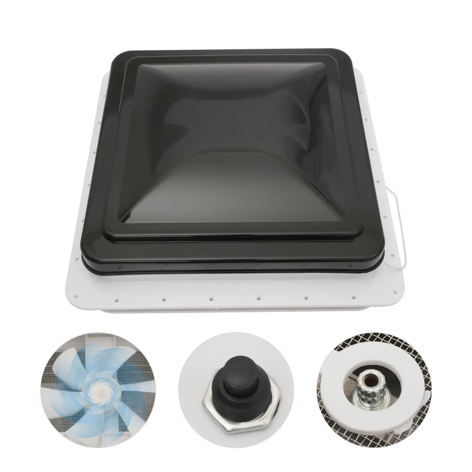 Roof Vent Fan Camper Van Motorhome RV Caravan Skylight Vent 42cmx42cm Dustproof - ALPENZO