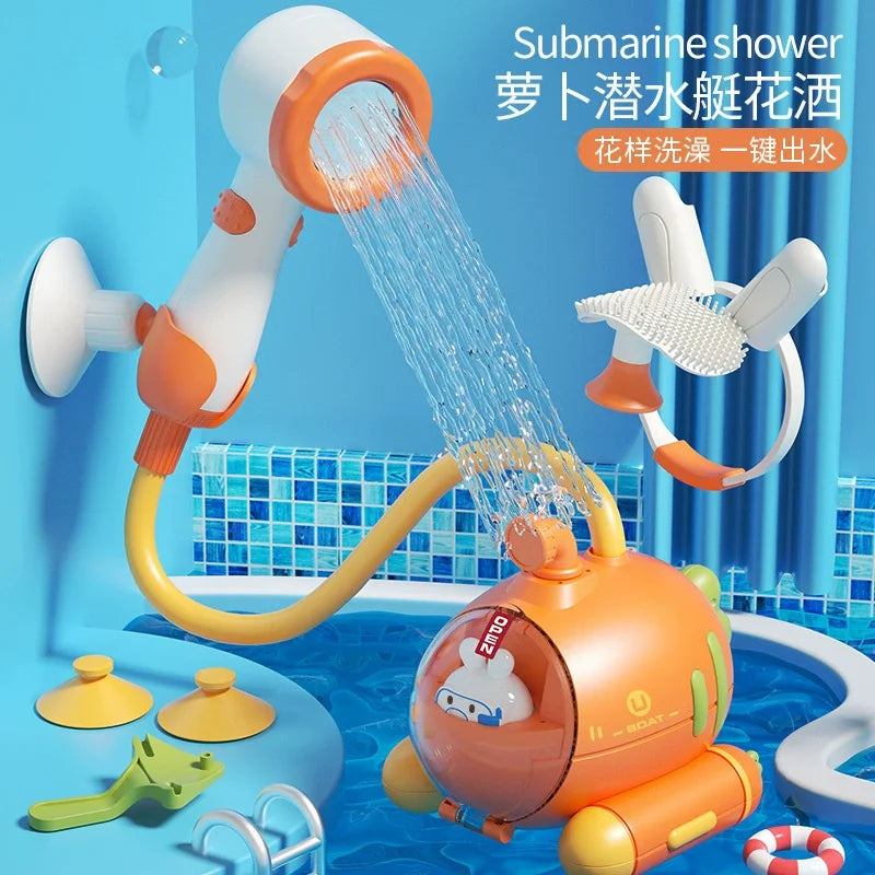 Cute Duck Bathtub Boat Toy with 3 Emotional Ducks Automatic Water Spray Toys for Toddlers, Sensory Interactive Baby Shower Gift ALPENZO