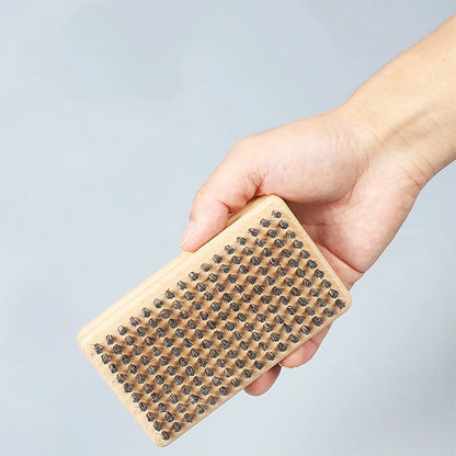 NEW 1PC Wooden Handle Brass/ Nylon/ Horsehair Ski Waxing Brush Snowboard Maintenance Tool