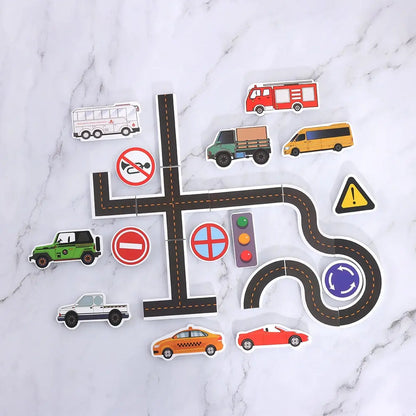 23 Pieces Bath Water Toy Sticky Wall City Traffic Car Road Rail Puzzle Vinyl 0-3Y 3-6Y 6-12Y 12+y 14+Y Bath Features ALPENZO