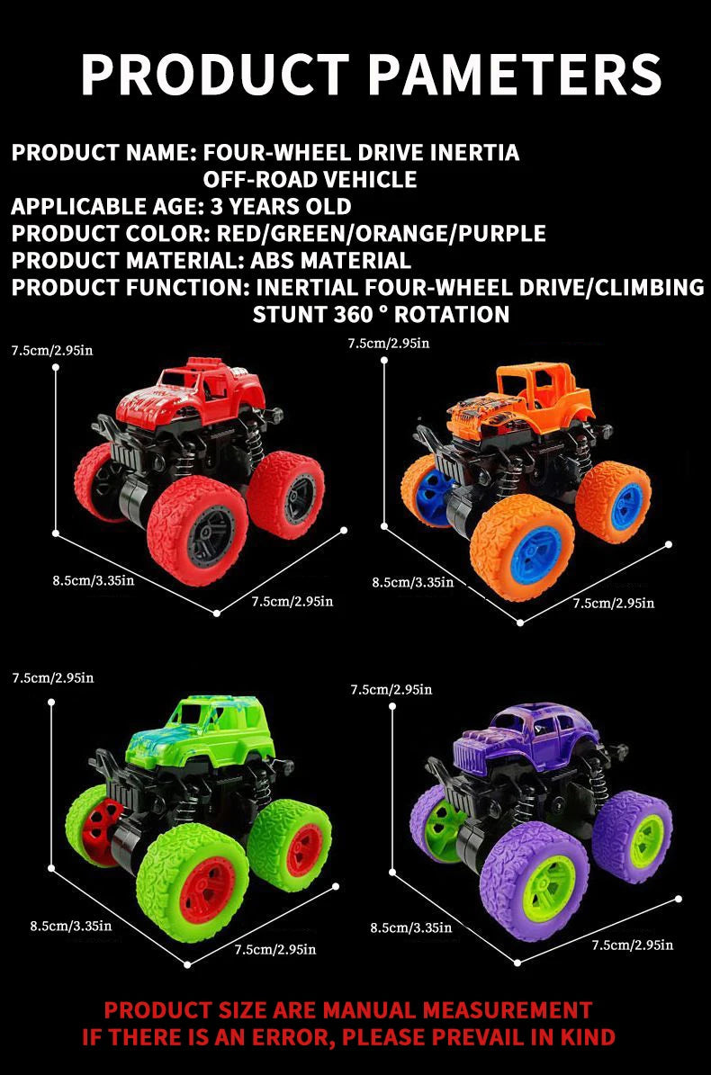 Inertial Off-Road Vehicle Toy Super Fall Resistant Climbing Car Model Car Children's Four-Wheel Drive Toy 360 Degree Rotation ALPENZO
