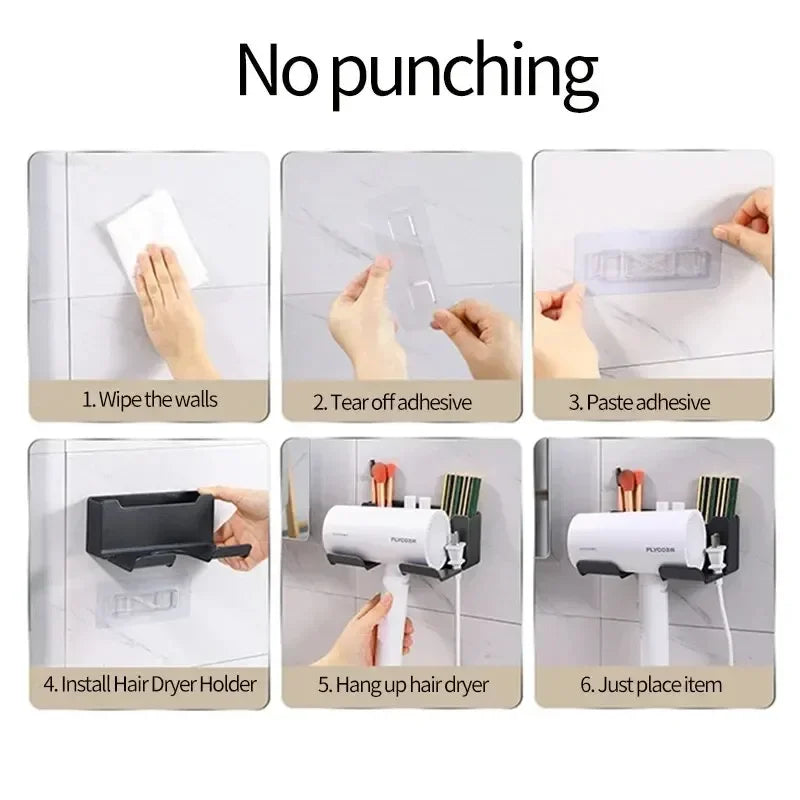 1 Pcs Hair Dryer Holder Wall Dryer Cradle Straightener Stand Hairdryer Organizer Box Plastic Hair Dryer Stand Bathroom Organizer - ALPENZO