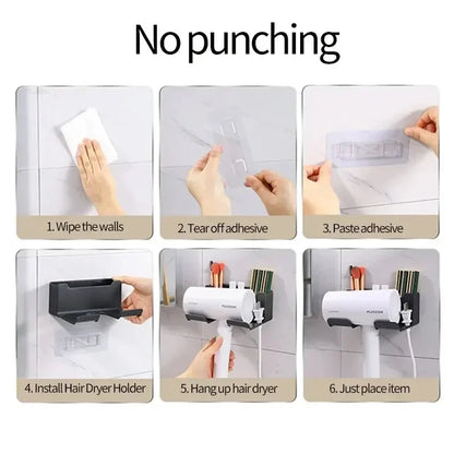 1 Pcs Hair Dryer Holder Wall Dryer Cradle Straightener Stand Hairdryer Organizer Box Plastic Hair Dryer Stand Bathroom Organizer - ALPENZO
