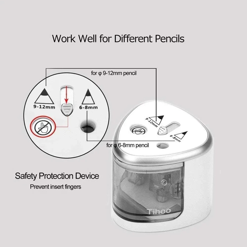Tenwin New Two-hole Electric Automatic Pencil Sharpener Switch Pencil Sharpener Home Office School Supplies Stationery Art ALPENZO