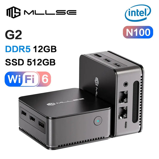 MLLSE G2 Mini PC Windows 11 Pro Alder Lake N100 Intel 12th DDR5 12GB RAM 512GB SSD WiFi 6 BT5.2 Desktop Computer Mini Pc Work - ALPENZO