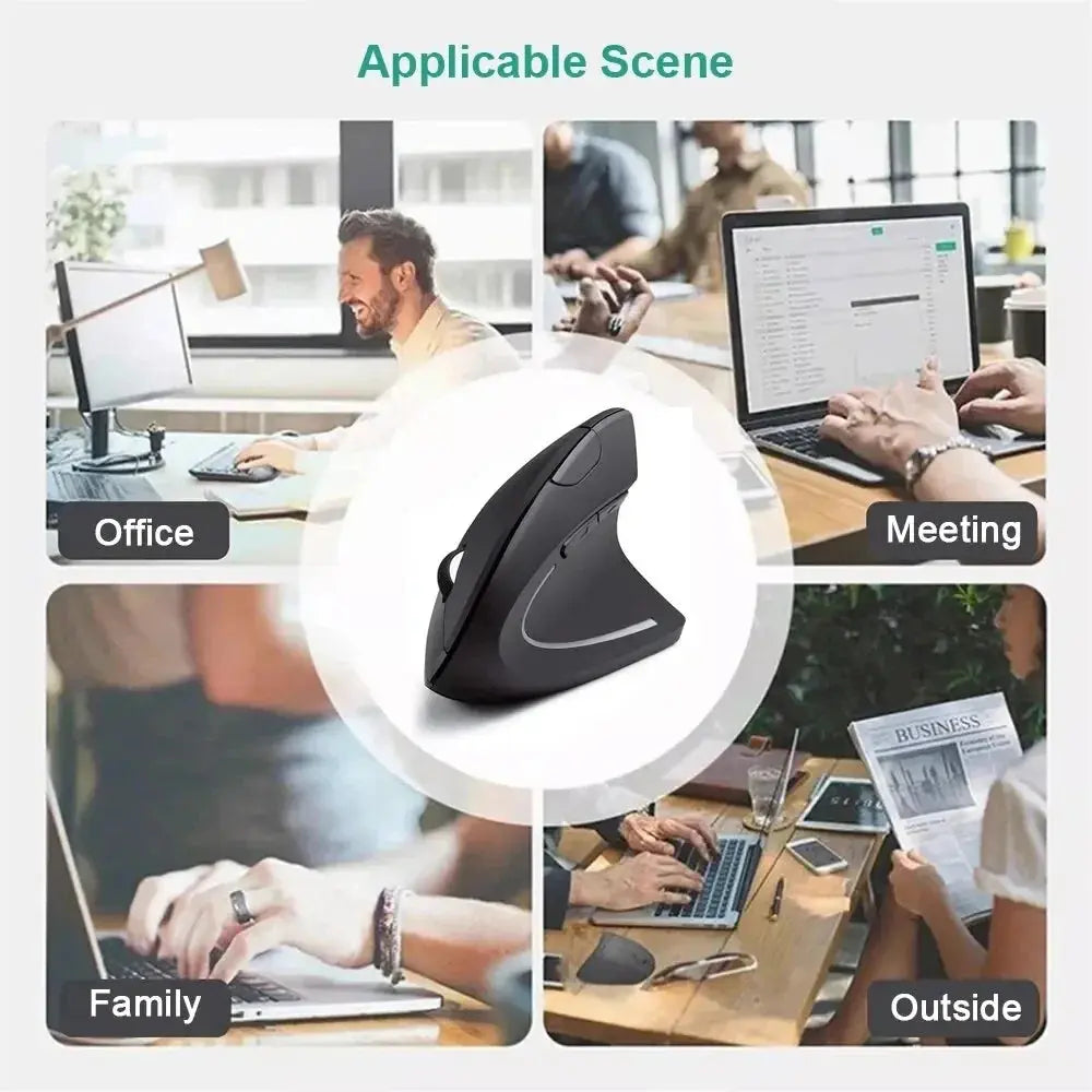 Vertical Mouse Ergonomic 2.4GHz Wireless Optical Mice 3 Adjustable DPI 800/1200/1600 6 Buttons for Laptop PC Computer Desktop - ALPENZO