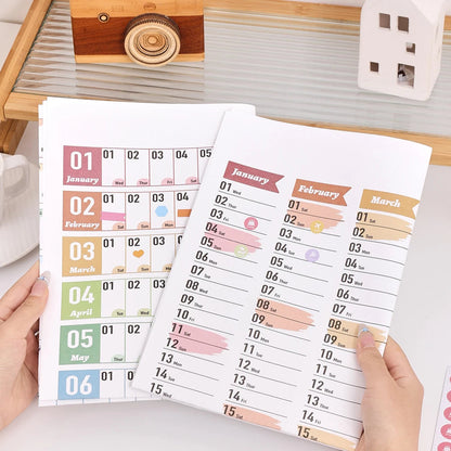 1 pc 2025 Colorful Large Size Paper Wall Calendar With Stickers And Tapes 365 Days Calendar Of The Year Planner Memo Schedules ALPENZO