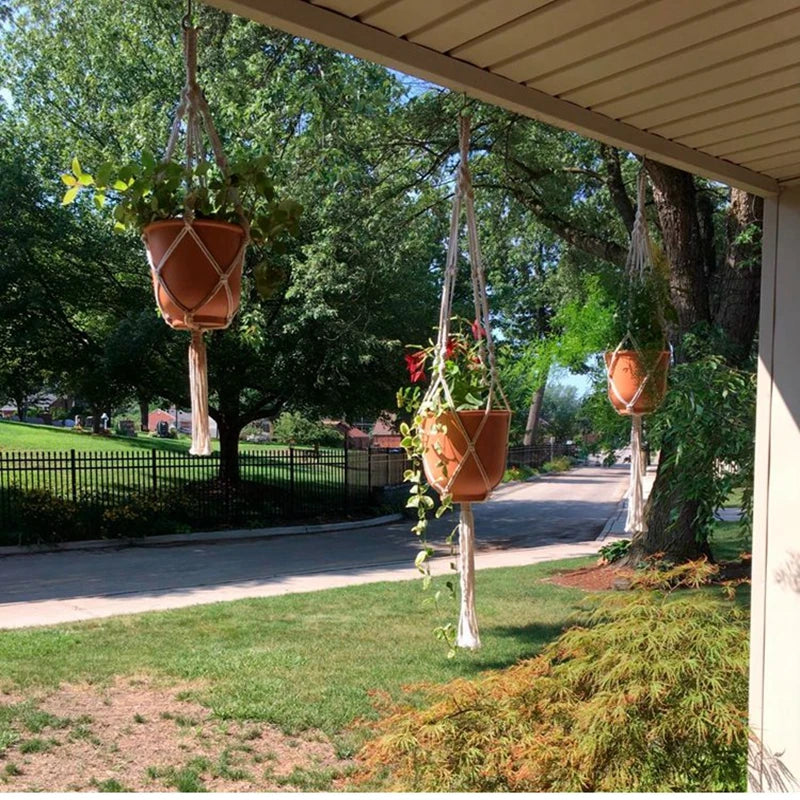 Hanging Plant Handmade Macrame Plant Hanger Flower Pot Planter Hanger Wall Decor Courtyard Garden Hanging Planter Hanging Basket - ALPENZO