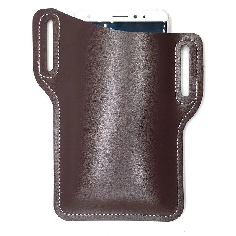 Outdoor storage Retro Horse Leather Phone Waist Bag Wearing Belt Men's Hanging Waist Bag Camping Sports Work Phone Bag