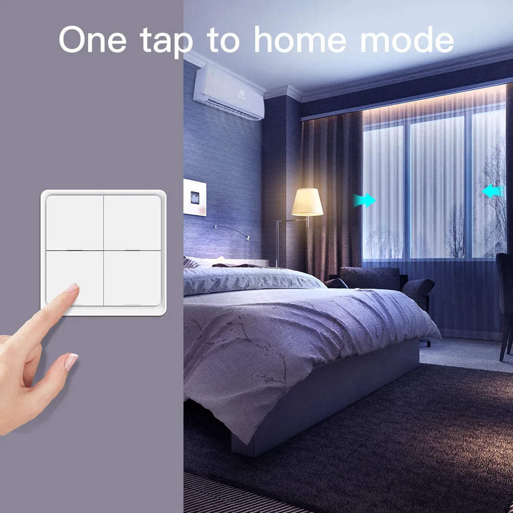 MOES 4 Gang Tuya ZigBee Wireless 12 Scene Switch Push Button Controller Battery Powered Automation Scenario for Tuya Devices - ALPENZO