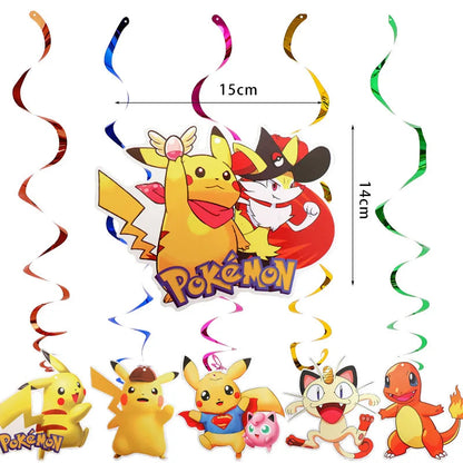 Cartoon Pikachu Theme Birthday Party Disposable Tableware Set Balloons Decorations Photo Props Background Pokemon Party Supplies ALPENZO