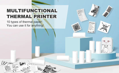 Thermal Printer Paper Rolls for Mini 10 Rolls 2.2in x 19ft  Pocket Printer White Colors Sticky Receipt Paper Rolls POS Papers ALPENZO