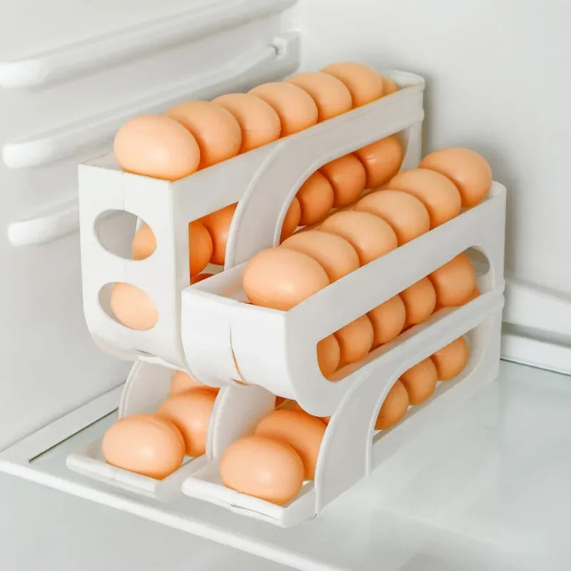 Large Capacity Automatic Egg Roller Household Four Tier Refrigerator Egg Storage Box Space Saving Kitchen Dedicated - ALPENZO