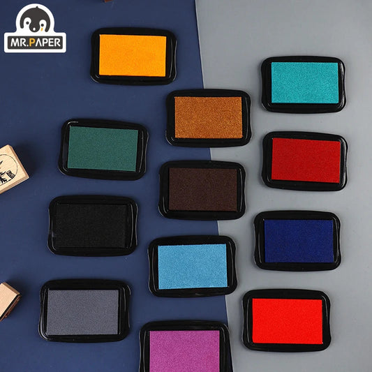 Mr Paper 12 Colors Vintage Style Handmade DIY Craft Oil Based Ink Pad for Fabric Wood Paper Scrapbooking Ink pad Finger Painting ALPENZO