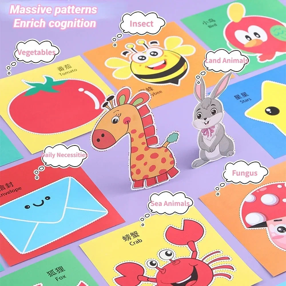 48Pcs Handmade Paper Cut Book Kids Craft Toys DIY Cartoon Scrapbooking Paper Art Toys Kids Learning Toys for Children Gifts ALPENZO