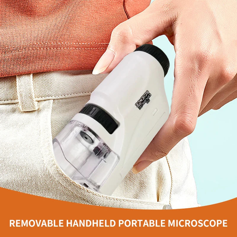 Handheld Microscope Kit Lab LED Light 60X 120X Home School Biologi Cal Science Educational Toys For Children Brinquedo STEM Gift ALPENZO
