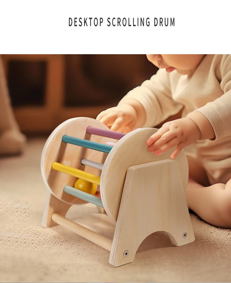 Montessori Infant Wooden Toys Coin Ball Busy Drum Baby Teaching Aid Gifts Color Shape Cognition Match Educational Sensory Toy ALPENZO