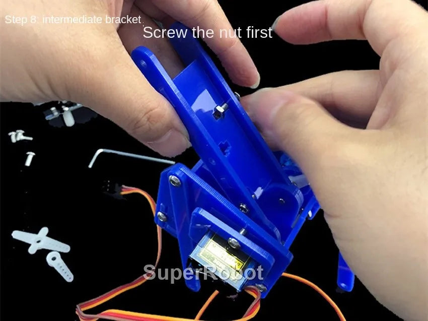 SG90 MG90S 4 Dof Unassembly Acrylic Mechanical Robot Manipulator Claw Kit For Arduino Robot Arm STEAM Kit Programming Robot Arm ALPENZO