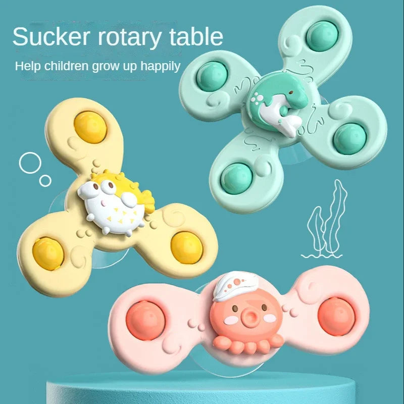 Montessoris Baby Spin Top Bath Toys For Boy Children Bathing Sucker Spinner Suction Cup Toy For Kids 2To4 Years Rattles Teether ALPENZO