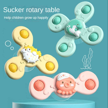 Montessoris Baby Spin Top Bath Toys For Boy Children Bathing Sucker Spinner Suction Cup Toy For Kids 2To4 Years Rattles Teether ALPENZO