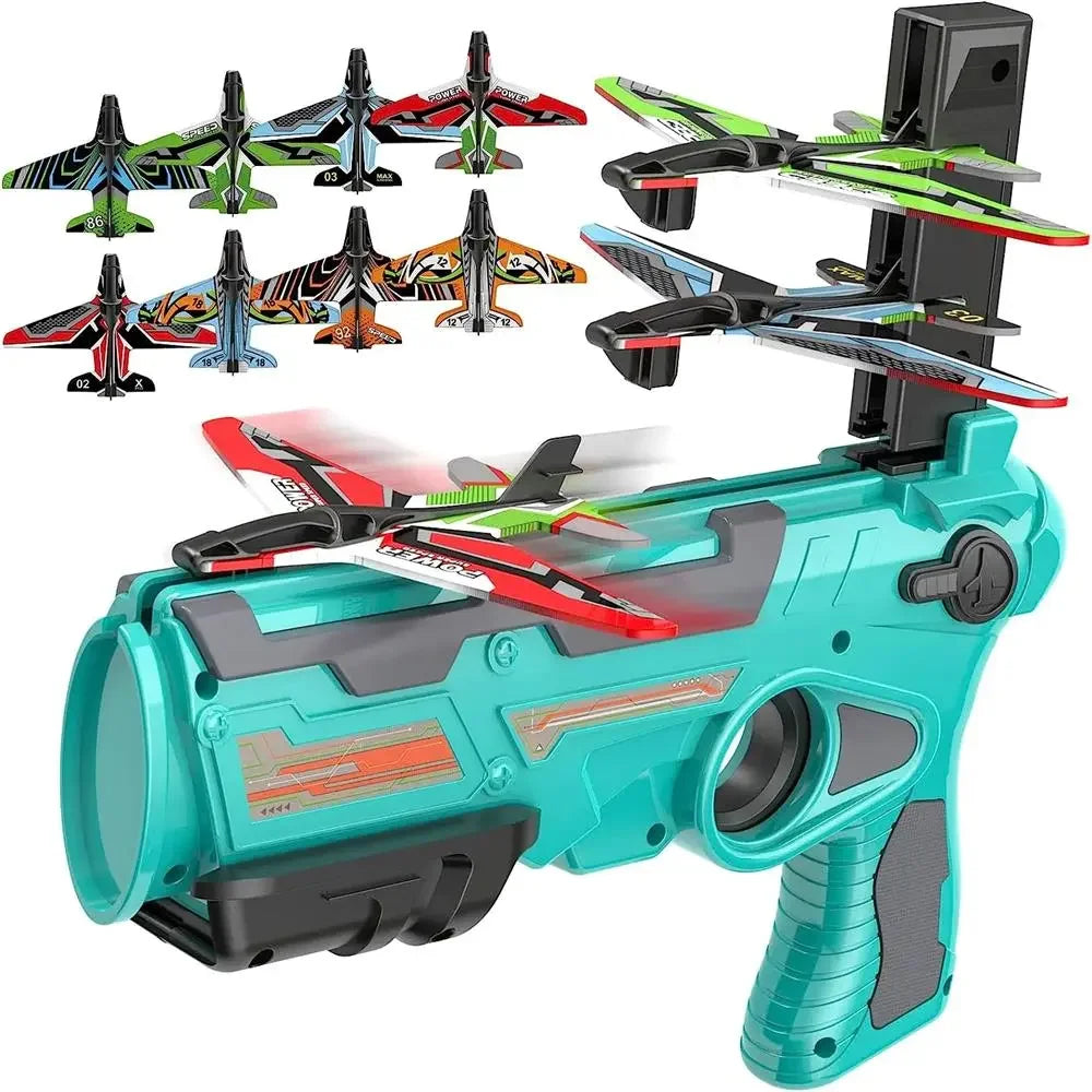 Ejection Aircraft Shooting Game Outdoor Parent-child Sports Toy Boy Gifts Shooting Aircraft Set Plastic Airplane Toys for Kids ALPENZO