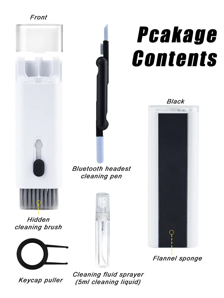 7-in-1 Computer Keyboard Cleaner Brush Screen cleaning Spray Bottle Set Earphones Cleaning Pen Cleaning Tools Keycap Puller ALPENZO