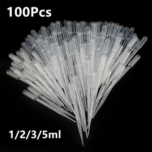 100Pcs/Lot Laboratory Pipette 1ml 2ml 3ml 5ml Plastic Disposable Graduated Container Liquid Dropper Equipment Straw Makeup Tools ALPENZO