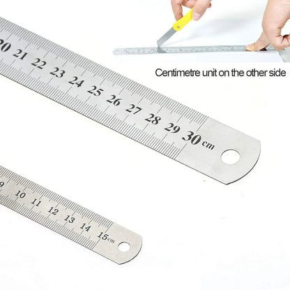 Stainless Steel Double Side Straight Ruler Centimeter Inches Scale Metric Ruler Precision Measuring Tool School Office Supplies ALPENZO