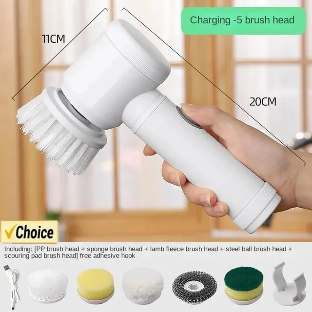 Electric Spin Scrubber,Bathroom Cleaning Brush Power Scrubber with 5 Replaceable Brush Heads, Electric Cleaning Brush ALPENZO