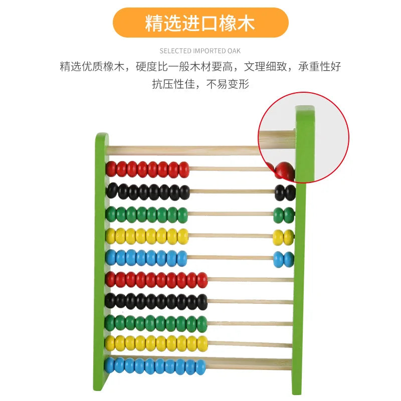 Montessori Teaching Aids Abacus Rack Children's Early Education Colorful Calculation Rack Ten Wooden Toys Back To School Gift ALPENZO