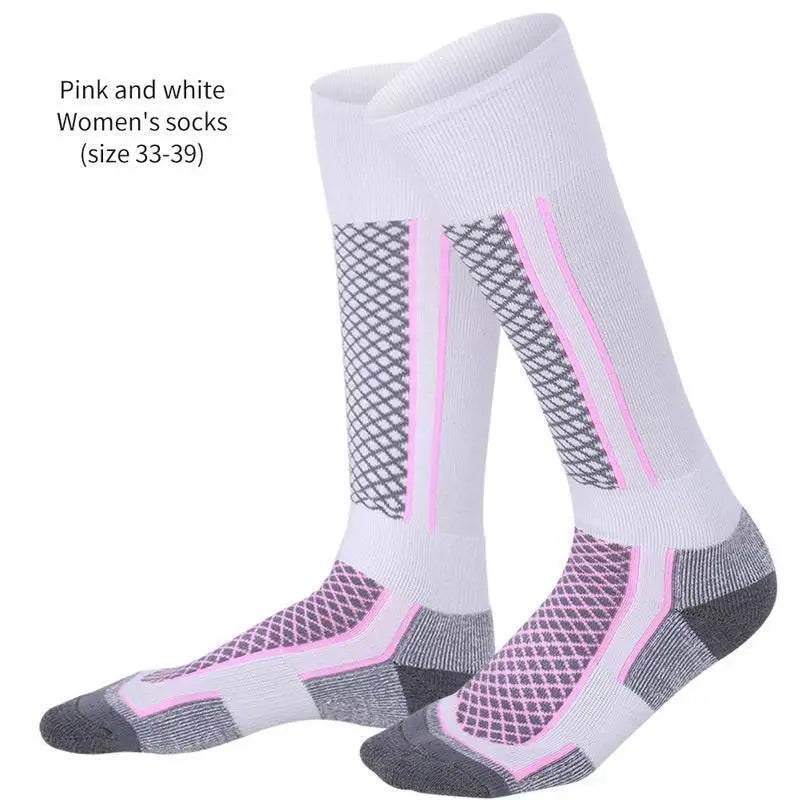 DIZETION 1 Pair Winter Warm Thickening Ski Stockings Hiking Socks For Women Men Children Outdoor Anti-Cold High Sports Stockings