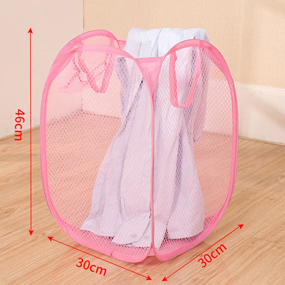 Folding Dirty Laundry Sorting Basket Washing Frame Bathroom Cloth Mesh Storage Bag Frame Bucket Laundry Organizers Storage Pouch - ALPENZO