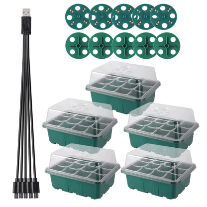 Seed Starter Tray Box With LED Grow Light Nursery Pot Seedling Germination Planter Adjustable Ventilation Humidity 6/12/13 Cell - ALPENZO