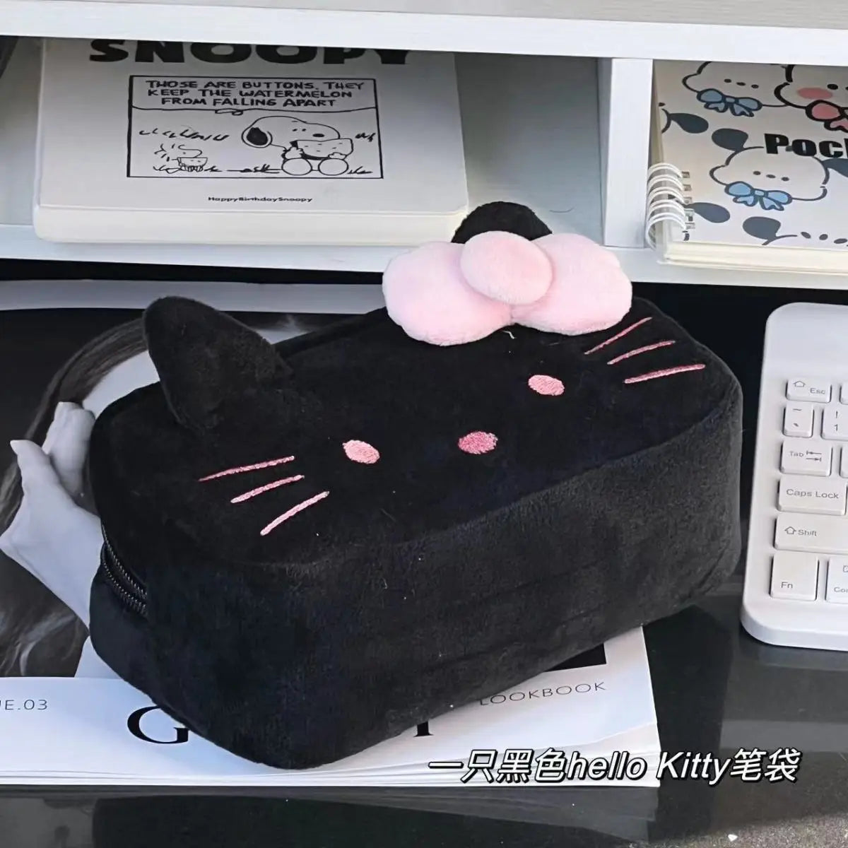 Japanese Cat Pen Bag Cute Printed Cartoon Plush Student Pen Bag Simple And Fashionable Multi Functional Large Capacity Storage ALPENZO