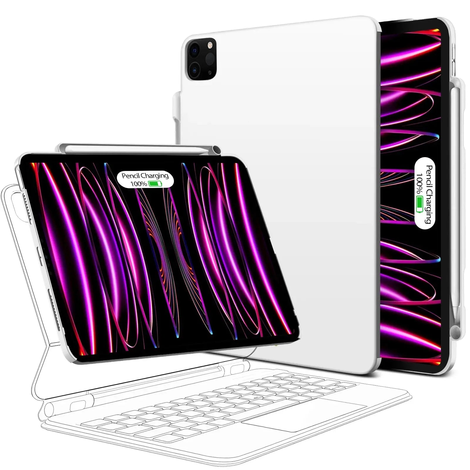 Magnetic Case for iPad Pro 11 2024 Air 4 5 iPad Pro 13 M4 12.9 6th 5th 4th 3rd Gen Magic Keyboard Compatible Case Pencil Holder - ALPENZO