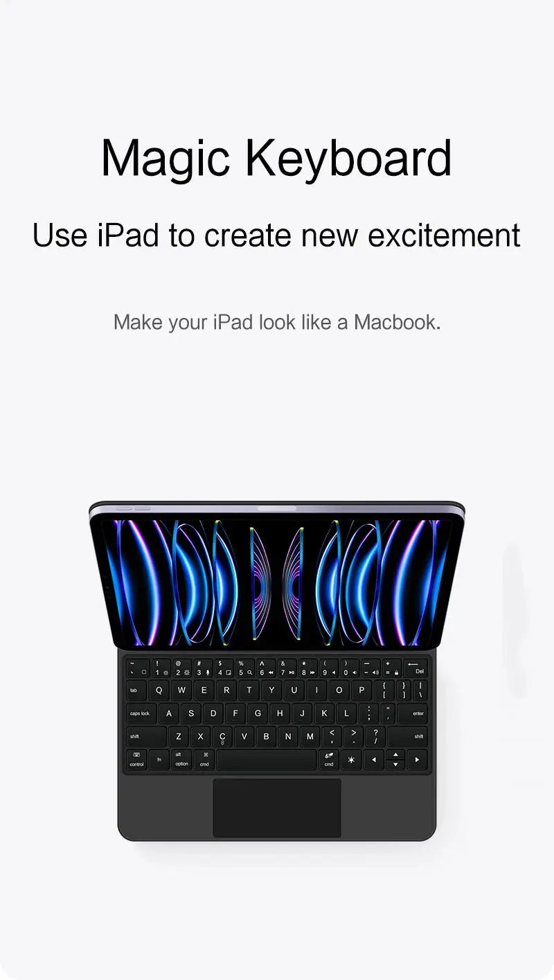 Magic Keyboard for iPad Pro 11 12.9 Air 4 Air 5 for iPad 10th Generation Pro 12.9 6th 5th 4th 3rd Gen Smart Cover Magnetic Case - ALPENZO