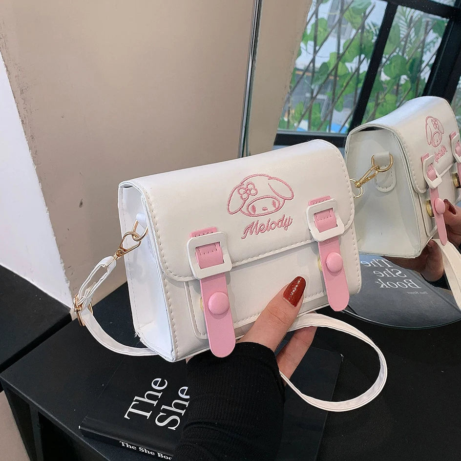 Sanrio Pu Square Bag Anime Shoulder Bags Kawaii Messenger Tote Cute Cartoon Backpacks My melody Cinnamorol Kuromi Fashion Bags ALPENZO