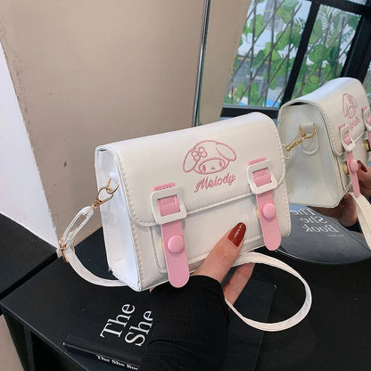Sanrio Pu Square Bag Anime Shoulder Bags Kawaii Messenger Tote Cute Cartoon Backpacks My melody Cinnamorol Kuromi Fashion Bags ALPENZO