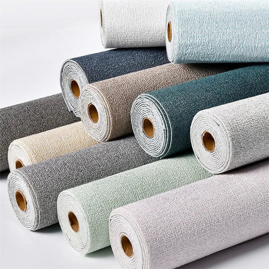 Linen 3D Foam Self-adhesive PVC Solid Color Thickened Waterproof Background Wall Renovation Wallpaper Wall Stickers Home Decor - ALPENZO