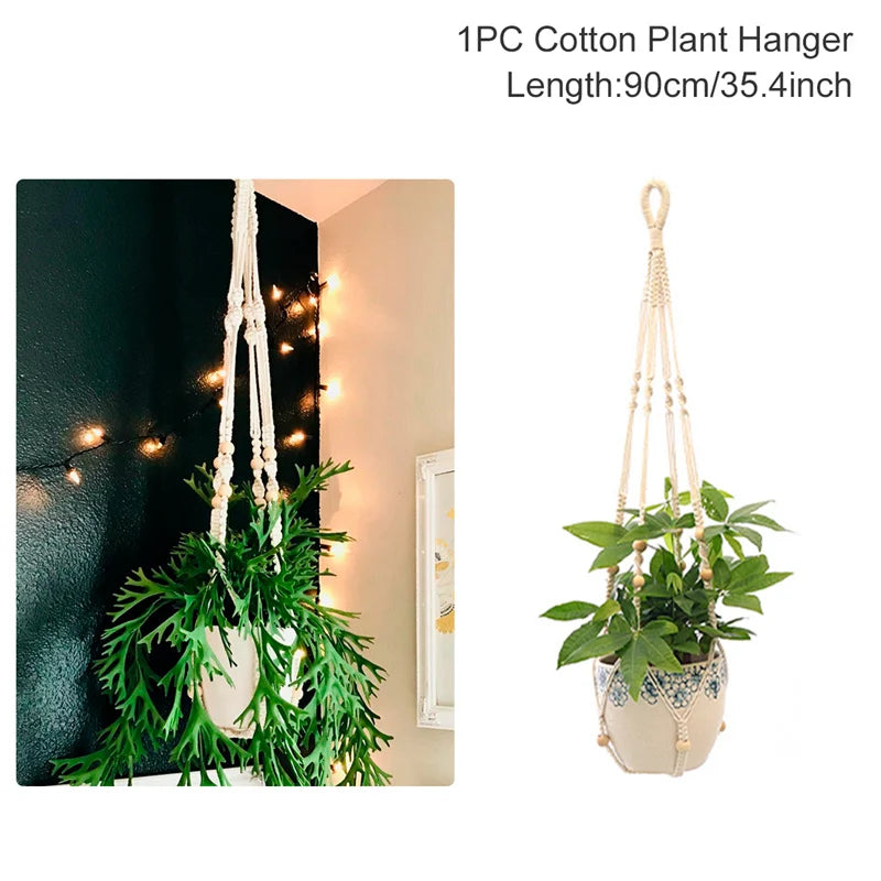 Hanging Plant Handmade Macrame Plant Hanger Flower Pot Planter Hanger Wall Decor Courtyard Garden Hanging Planter Hanging Basket - ALPENZO