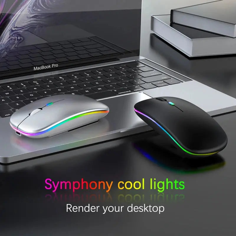 Tablet Phone Computer Bluetooth Wireless Mouse Rechargeable RGB Backlight Mice for iPad PC Laptop Tablet Phone 2.4GHz USB Mouse - ALPENZO