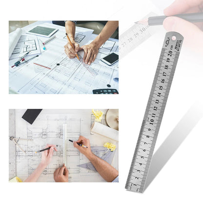Stainless Steel Metal Straight Ruler Precision Double Sided Precision Measuring Tool Scale Metric Ruler Accessories 15-40cm ALPENZO