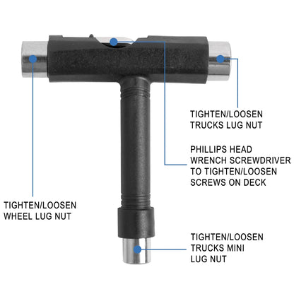 T Shape Wrench Skateboard Professional T Type Allen Key Black Longboard Skateboard Tools Board Roller Skate Wrench Tools Parts