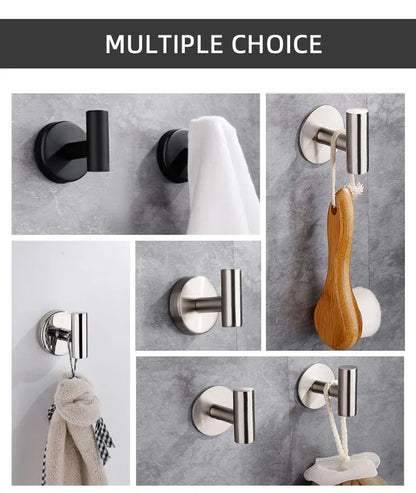 Stainless Steel Robe Hook Adhesive Wall Hook Towel Hook for Bathroom Kitchen Garage Heavy Duty Wall Mounted Kitchen Hardware - ALPENZO