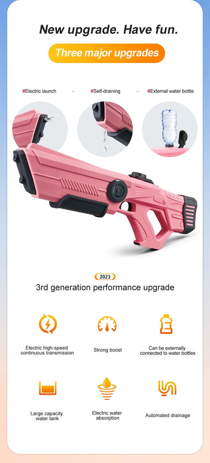 Electric Automatic Water Storage Gun Toys Portable Children Summer Beach Outdoor Fight Fantasy Spray Gun Toys Boy Kid Adult Game ALPENZO